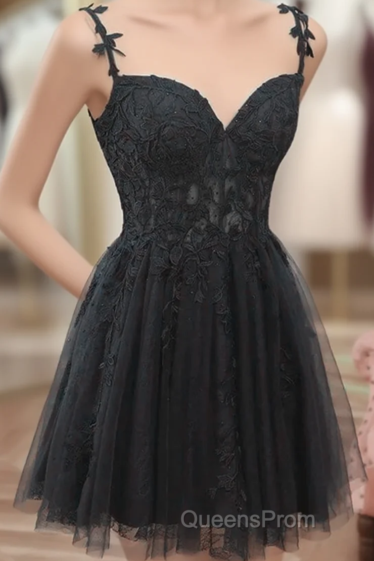 Black Short Sweetheart Tulle Homecoming Dress, Black Short Evening Prom Dress Party Dress Main image