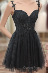 Black Short Sweetheart Tulle Homecoming Dress, Black Short Evening Prom Dress Party Dress