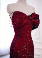 Elegant Black And Red Sweetheart Mermaid Long Prom Dress, Black And Red Evening Dress