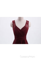 Burgundy Chiffon A-line Pleated Long Bridesmaid Dress