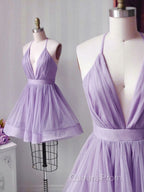 Simple Pink Tulle Short Evening Prom Dress, Pink Cocktail Dress