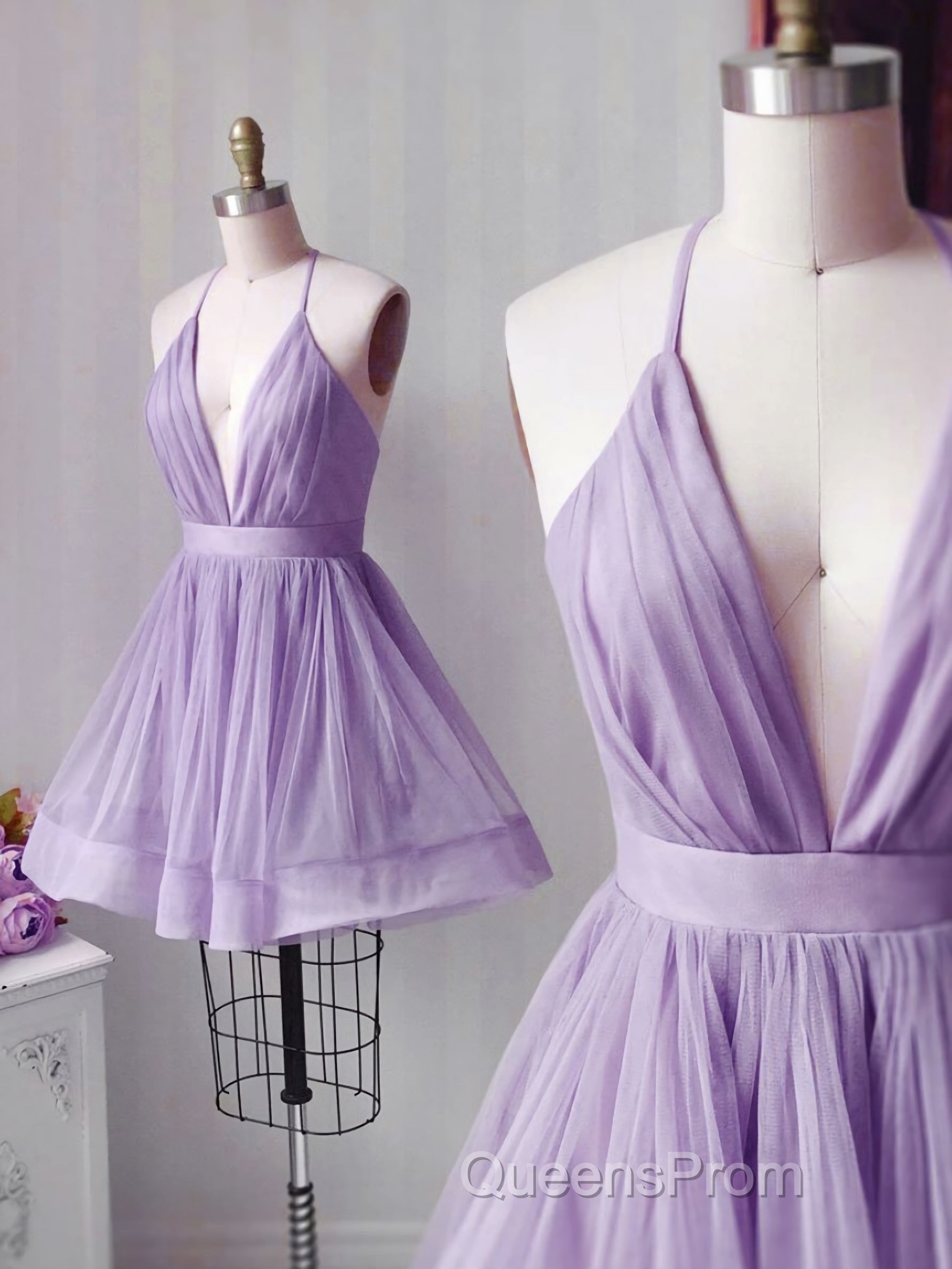 Simple Pink Tulle Short Evening Prom Dress, Pink Cocktail Dress