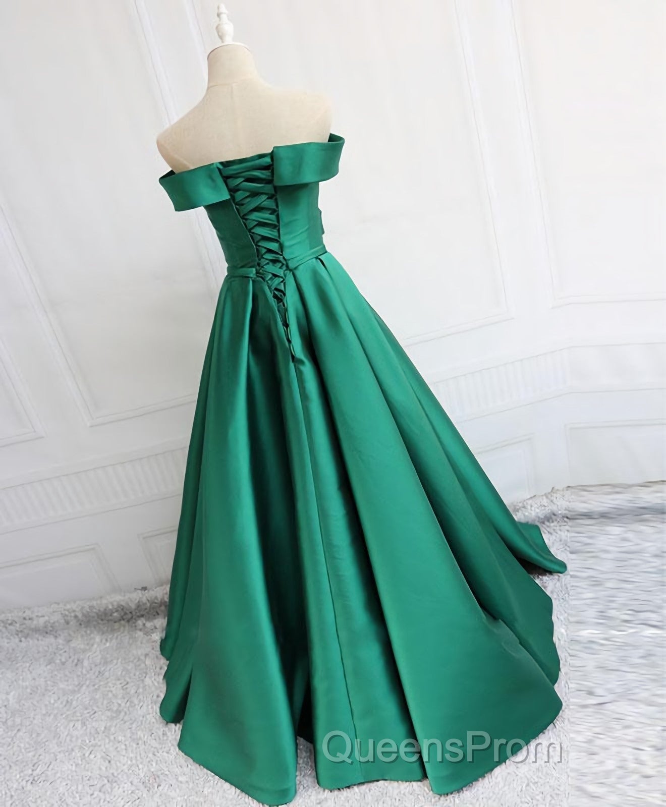 Simple Blue Satin Long Evening Prom Dress, Blue Formal Dress