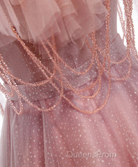 Pink Sweetheart Tulle Long Evening Prom Dress, Pink Tulle Formal Dress, 1