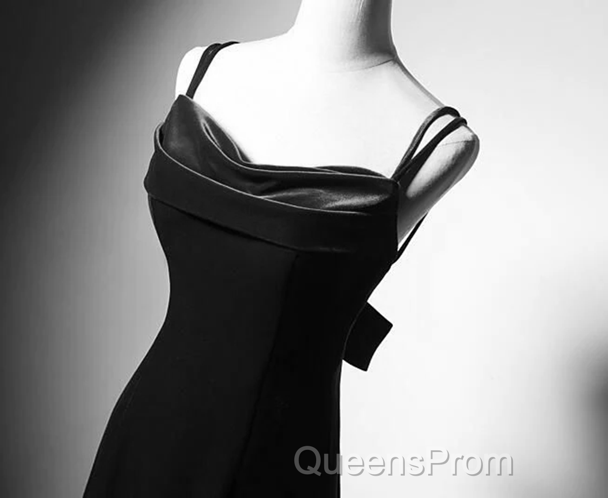 Black Straps Velvet Low Back Long Formal Dress, Black Velvet Evening Dress Evening Prom Dress Secondary image