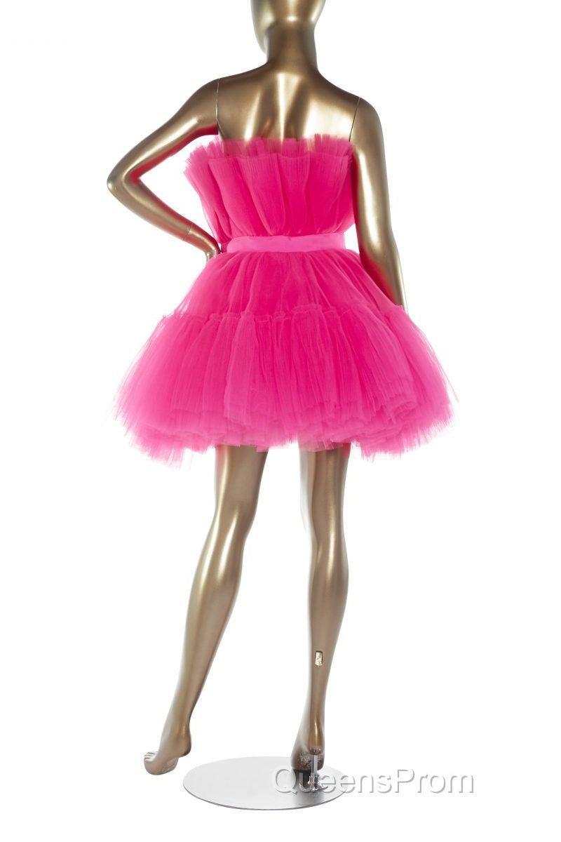 Hot Pink A-line Short Tulle Party Dress Secondary image
