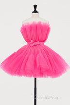 Hot Pink A-line Short Tulle Party Dress
