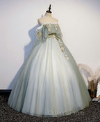 Green Tulle Lace Long Evening Prom Dress, Green Tulle Sweetheart Dress