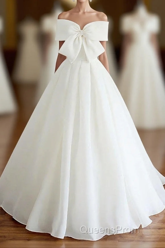 White Sweetheart Long Evening Prom Dress, White Formal Dress Main image
