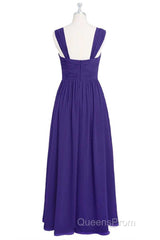 Purple Sweetheart Banded Waist Long Bridesmaid Dress
