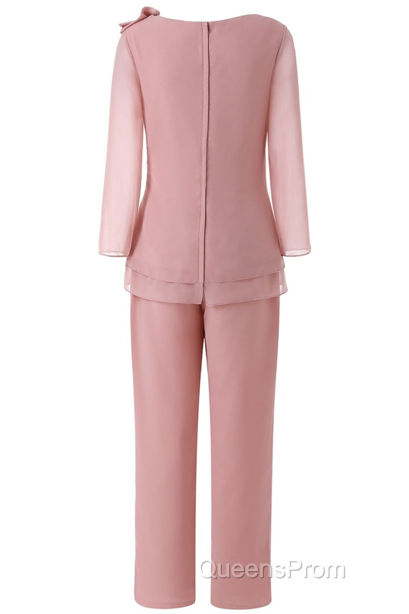 Pink Ruffles 3/4 Sleeves Mother of the Bride Pant Suits Secondary image