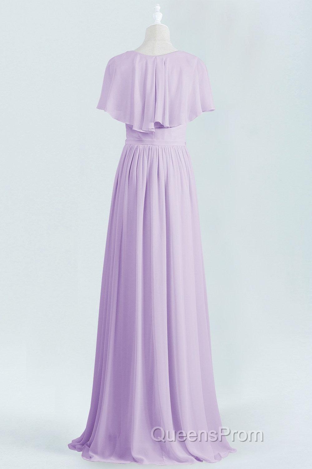 Lavender Faux Wrap Ruffles Long Bridesmaid Dress Secondary image