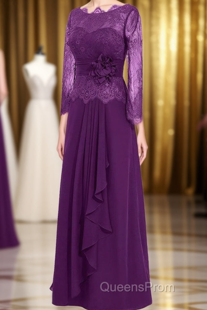 Ruffles Purple Lace Long Mother of the Bride Dress Main image