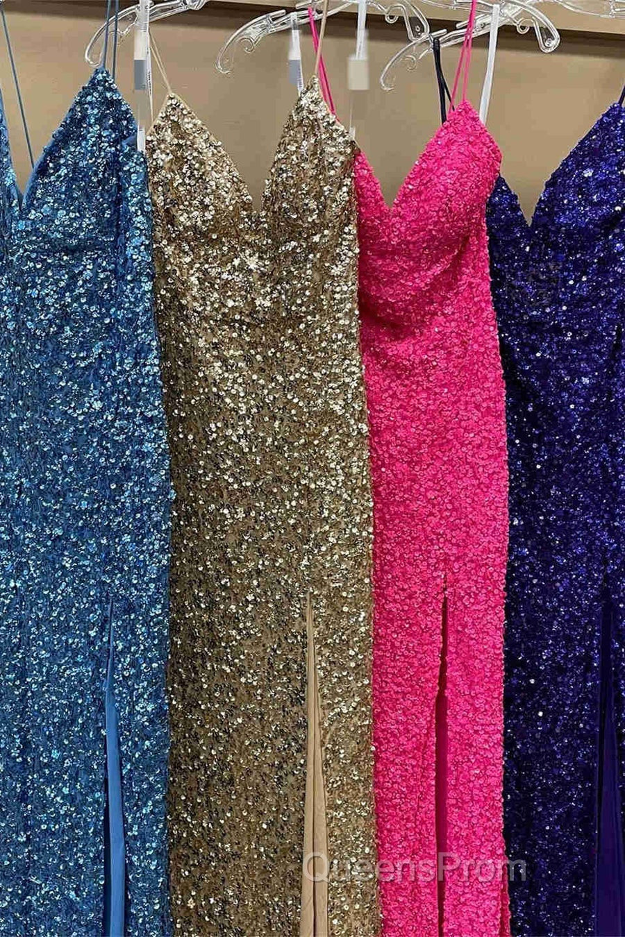 Mermaid Sequins Flattering Long Evening Prom Party Dress With Slit
