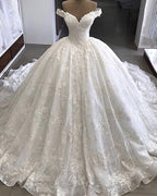 Amazing Off Shoulder Sweetheart Lace Long 2025 Wedding Dresses