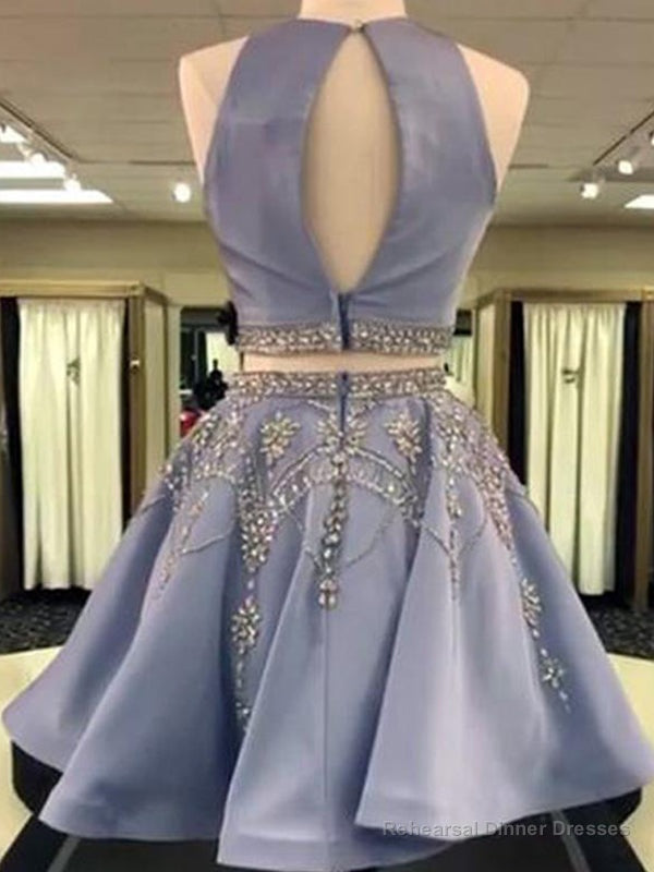 2025 A-Line Jewel Neck Sleeveless Cut Out Back Beading Two Piece Cut Short/Mini Homecoming Dresses Secondary image