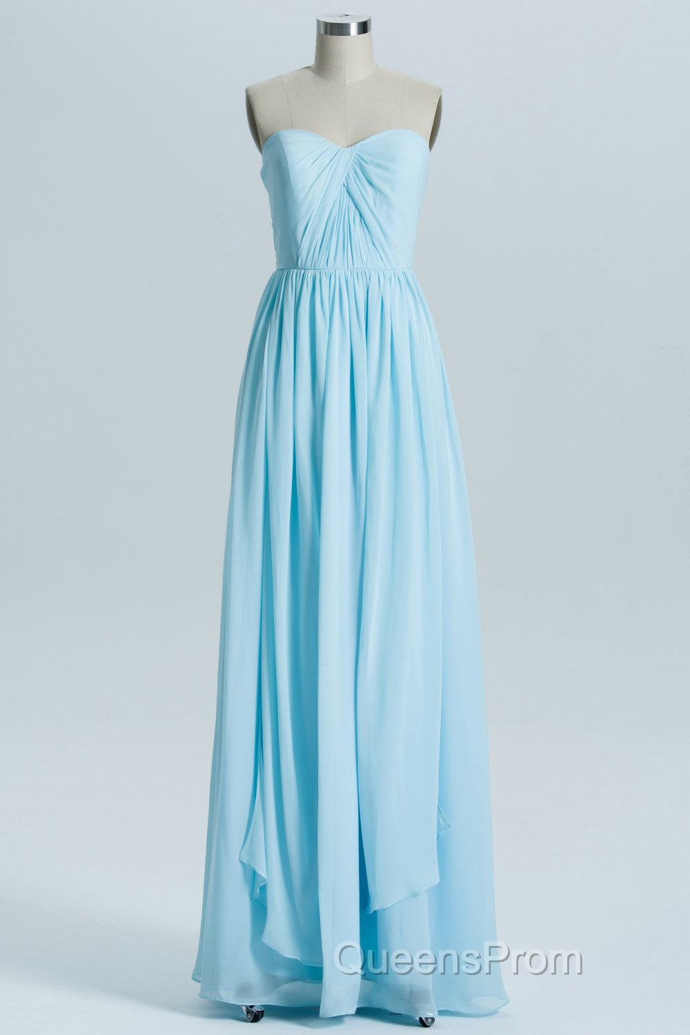 Blue Chiffon A-line Long Convertible Bridesmaid Dress