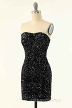 Royal Blue Sequin Strapless Mini Homecoming Dress