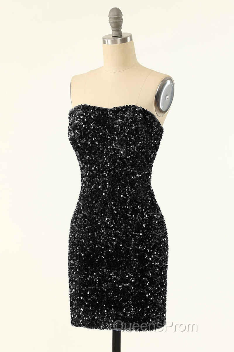 Royal Blue Sequin Strapless Mini Homecoming Dress