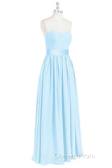 Light Blue Sweetheart A-Line Bridesmaid Dress with Slit