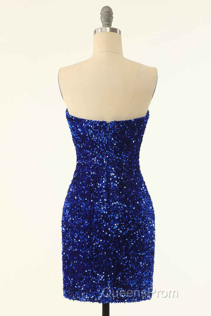 Royal Blue Sequin Strapless Mini Homecoming Dress Secondary image