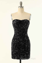 Royal Blue Sequin Strapless Mini Homecoming Dress
