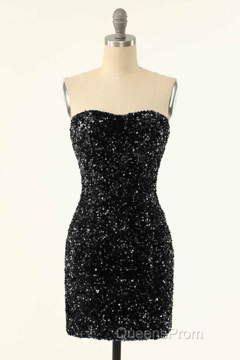 Royal Blue Sequin Strapless Mini Homecoming Dress