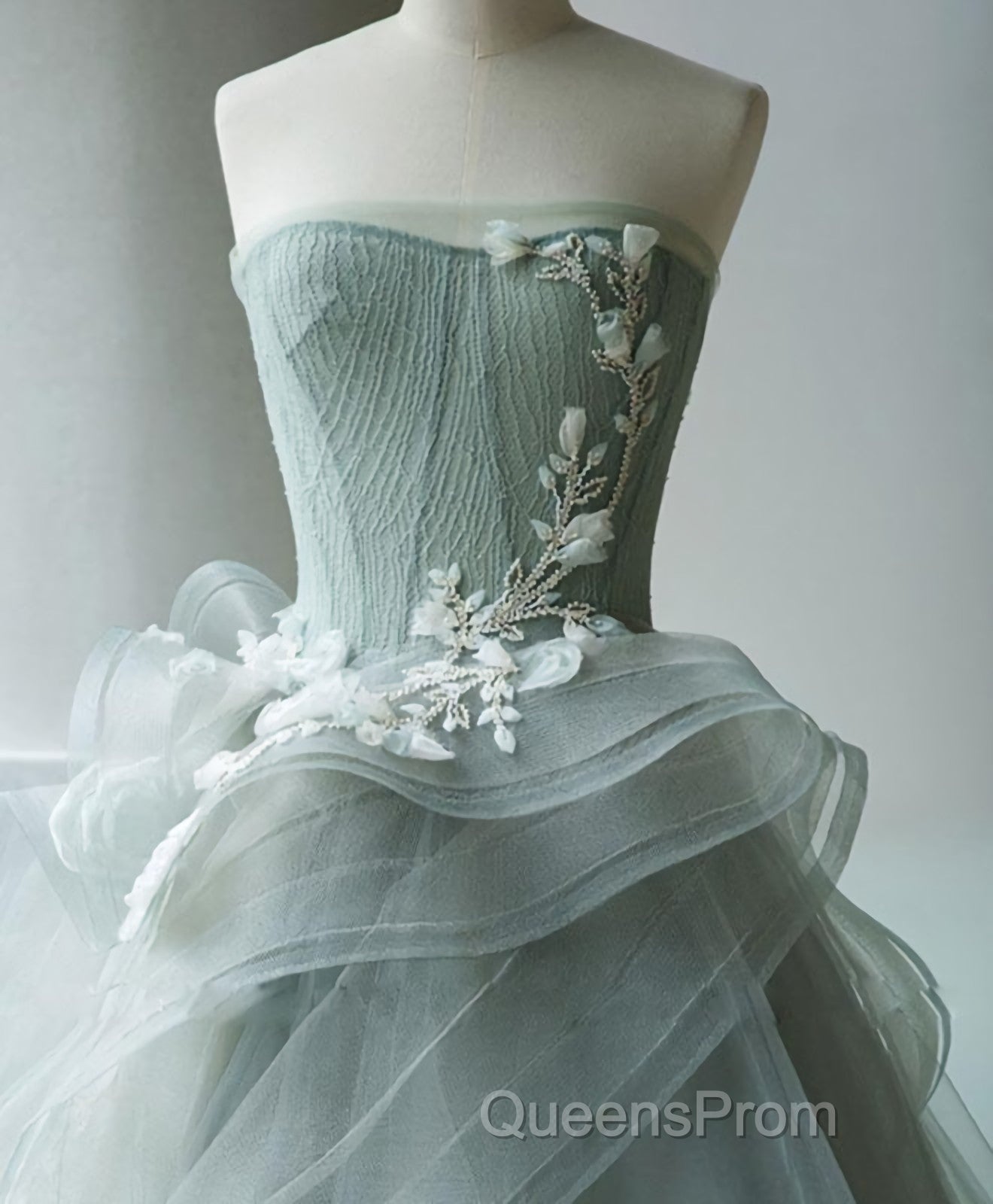 Unique Tulle Lace Long Evening Prom Gown Tulle Lace Evening Dress