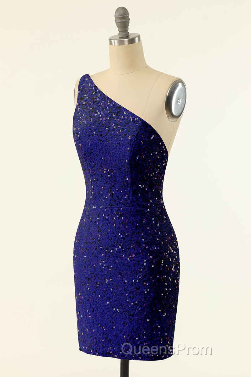 Pink Sequin One-Shoulder Backless Short Formal Dress Secondary image