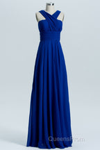Royal Blue A-line Chiffon Long Convertible Bridesmaid Dress