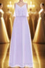 Lavender Chiffon Straps Ruffled A-Line Bridesmaid Dress