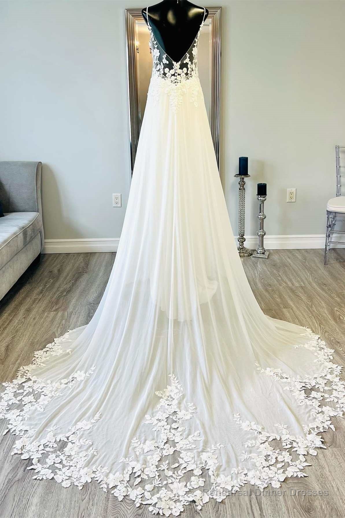 White Floral Lace Open Back Mermaid Long Wedding Dress Secondary image