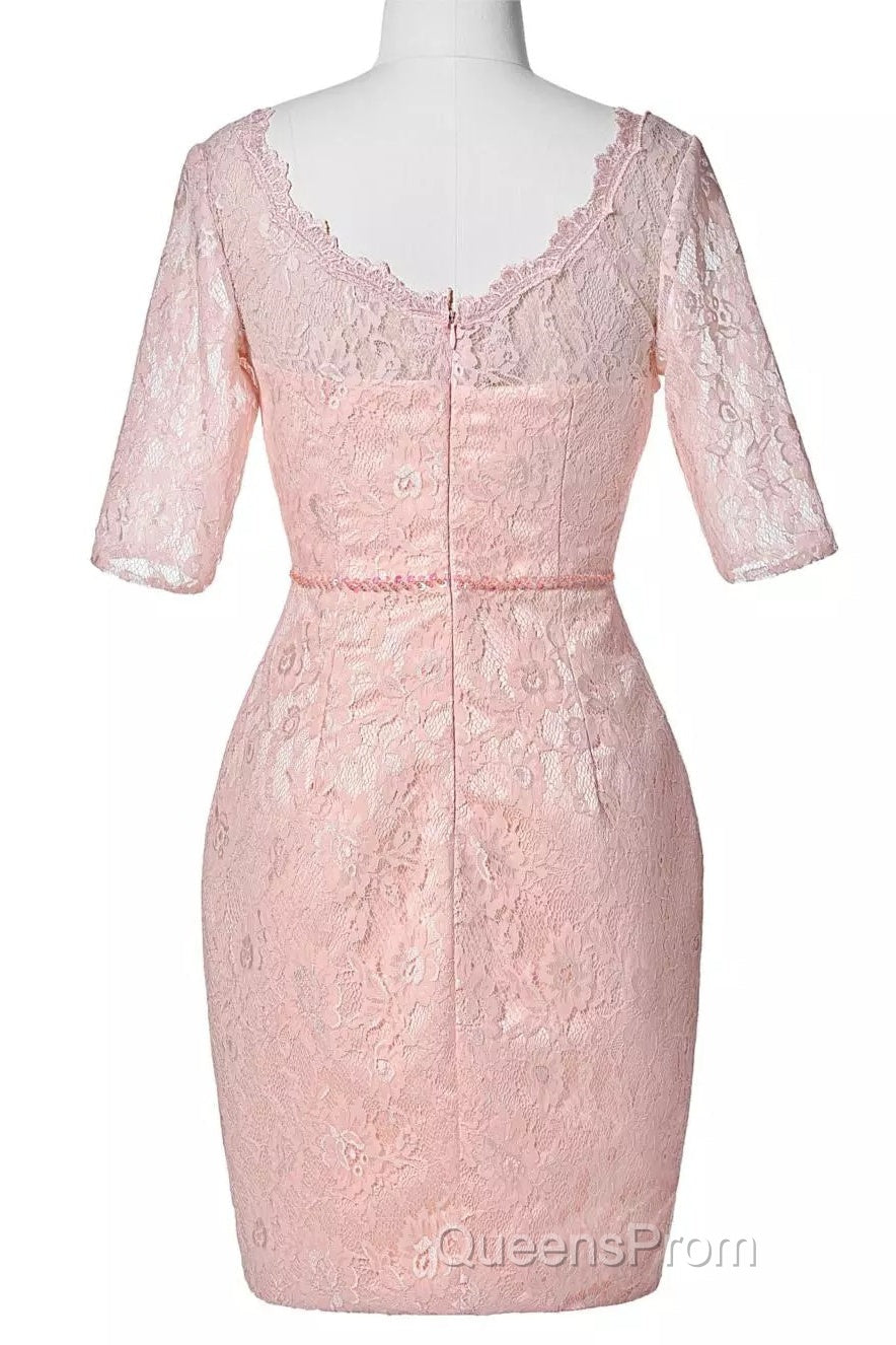 Two-Piece Blush Pink Lace Bodycon Short Mother of the Bride Dress Secondary image