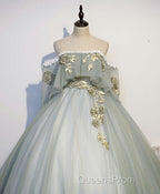 Green Tulle Lace Long Evening Prom Dress, Green Tulle Sweetheart Dress
