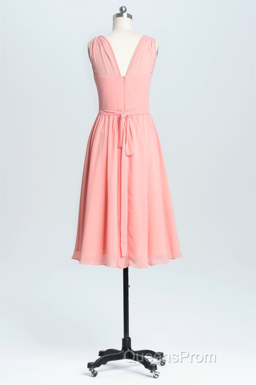 Simple Coral A-line Short Chiffon Dress Secondary image