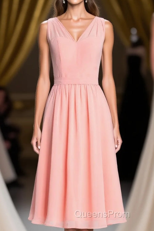 Simple Coral A-line Short Chiffon Dress Main image