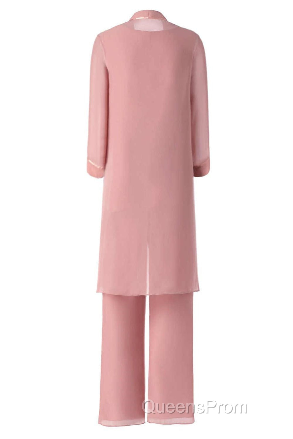 Three-Piece Pink Chiffon Half Sleeve Mother of the Bride Pant Suits Secondary image