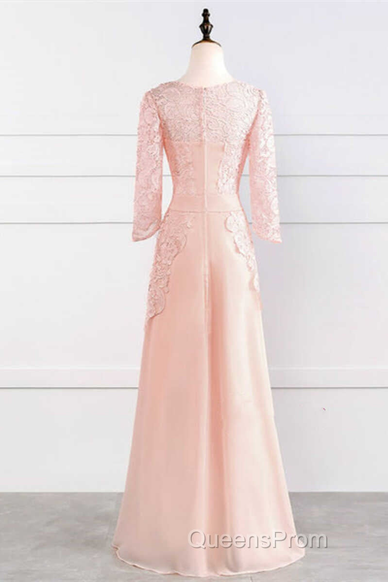 Pink Rhinestone Half Sleeve A-Line Long Mother of the Bride Dress Secondary image