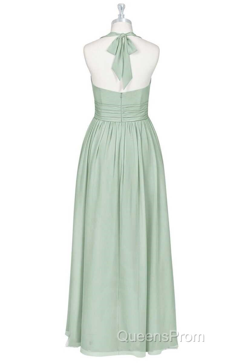 Sage Green Chiffon Halter Backless A-Line Bridesmaid Dress Secondary image