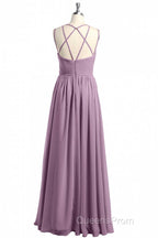 Burgundy Chiffon Spaghetti Straps A-line Long Bridesmaid Dress