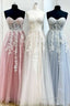 Tulle Floral Lace Sweetheart A-Line Evening Prom Gown