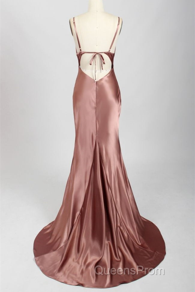Sexy Rose Mermaid Cowl Neck Long Bridesmaid Dress Secondary image