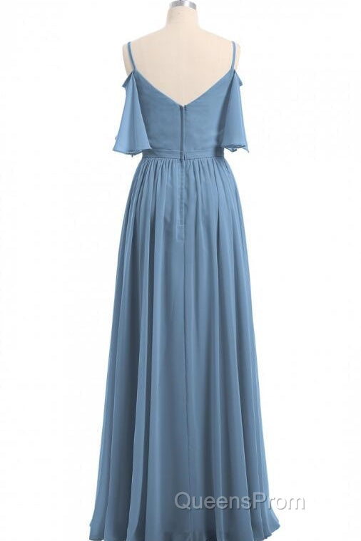 Dusty Blue Chiffon Cold-Shoulder A-Line Bridesmaid Dress Secondary image