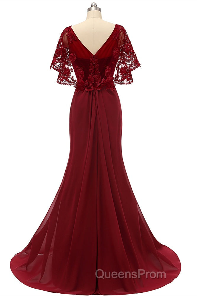 Mermaid Wine Red Ruffled Long Mother of the Bride Dress Secondary image