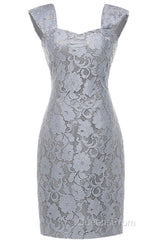 Two-Piece Grey Lace Short Mother of the Bride Dress