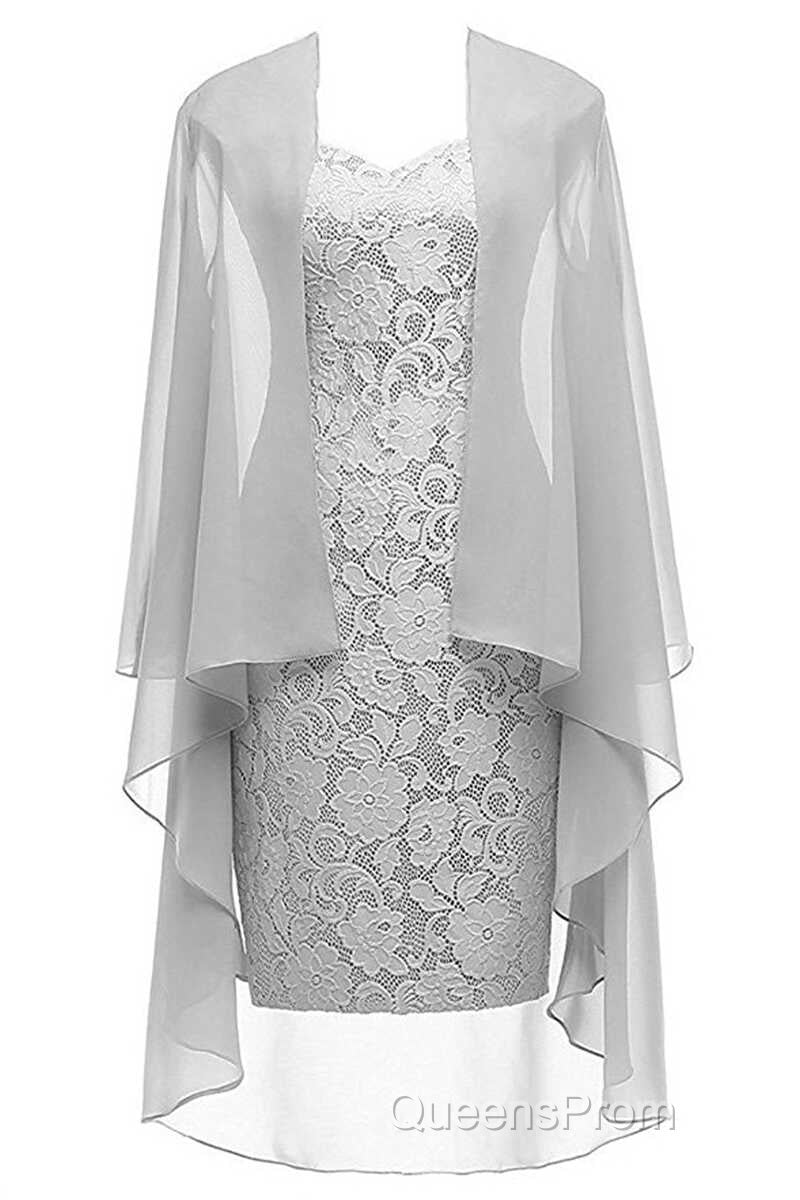 Two-Piece Grey Lace Short Mother of the Bride Dress Secondary image