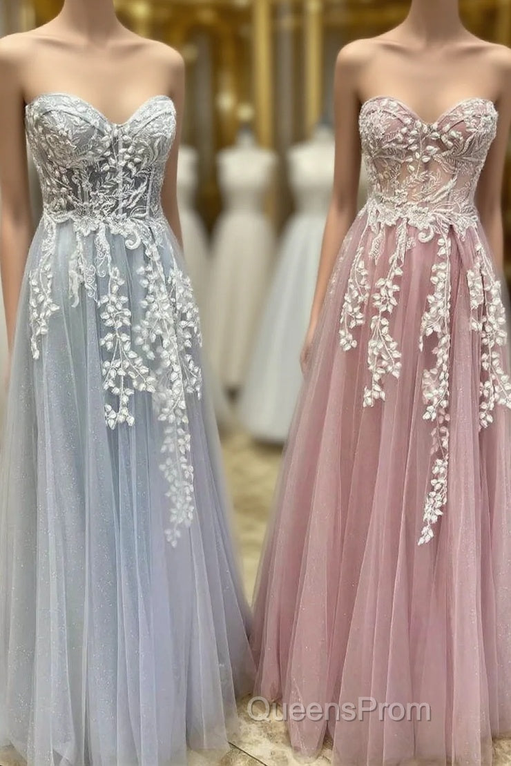 Tulle Floral Lace Sweetheart A-Line Evening Prom Gown Main image