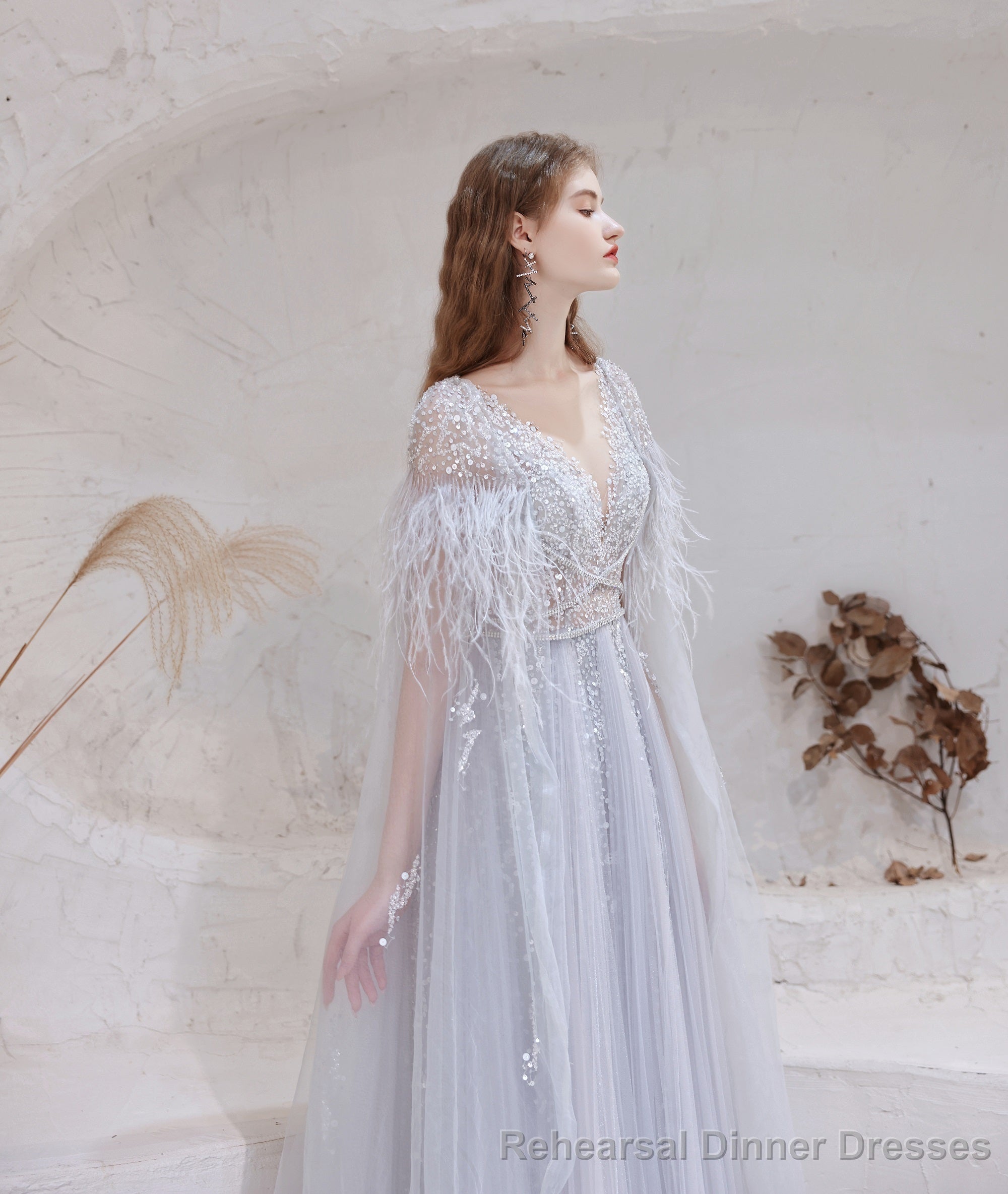 Luxury Blue Evening Dress, Long Evening Party Prom Dresses, A Line Prom Gown