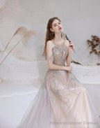 A Line Bateau Prom Dress, Long Neck With Train Sleeveless Zipper Formal Party Dresses