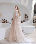 Luxury Champagne Evening Dress, Long Evening Party Prom Dresses, A Line Prom Gown